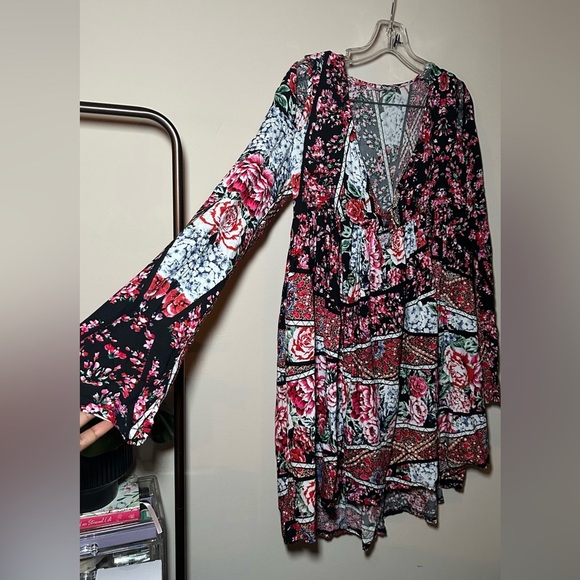 Johnny Was Artsy Floral Long Sleeve High Low Art To Wear Boho Dress Size Large - Picture 11 of 16